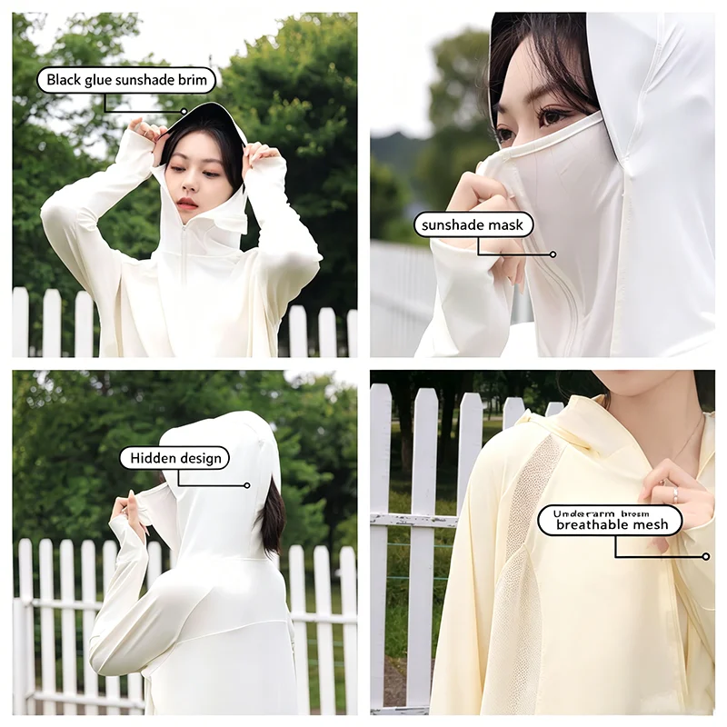 Ice Silk Sun Protection Hooded Top Women Cape Style Fully Covered Breathable Sun Protection Clothing Outdoor Leisure Daily Wear image 6