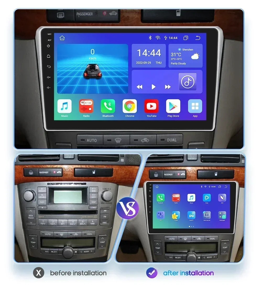 Hizpo Car Radio Multimedia For Toyota Avensis T25 2002 2003 2004 2005 - 2008 Navigation 2 Din Android Autoradio CarPlay Stereo