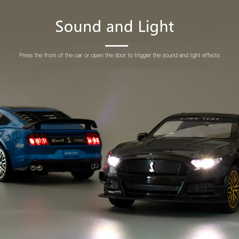 1:32 Ford Mustang Shelby GT500 Alloy Sports Car Model Diecasts Simulation Metal Racing Car Model Sound and Light Childrens Gifts