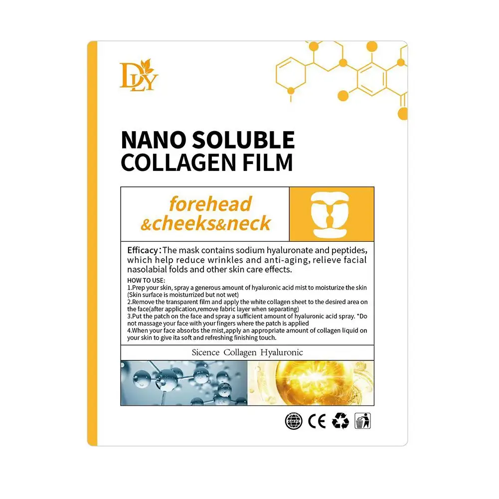 Pellicola al collagene Carta Solubile Maschera per il viso Panno Anti-età Solubile Acqua Riempitore per il viso Collagene completo Fiming Lifting Cura del viso 3/4 pezzi