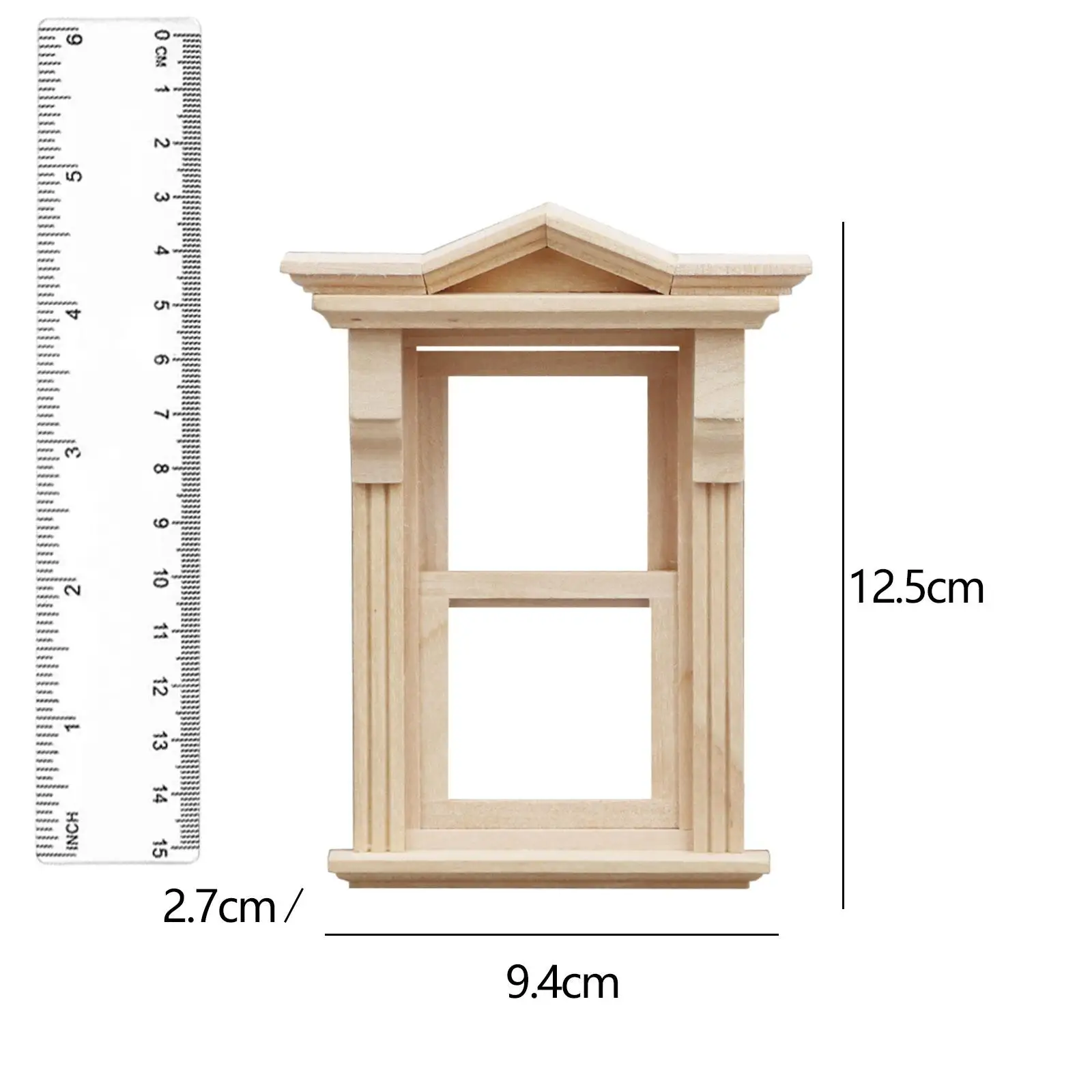 Fenêtres en bois à l'échelle 1: 12, meubles de maison de poupée faits à la main, Mini artisanat en bois pour décoration de scène Miniature Diorama