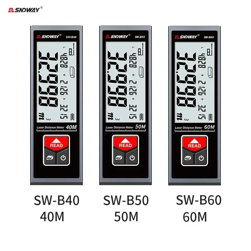 SNDWAY SW B40 B50 B60 Laser Distance Meter Rechargeable Digital Rangefinder Mini Laser Trena Range Finder Electronic Ruler