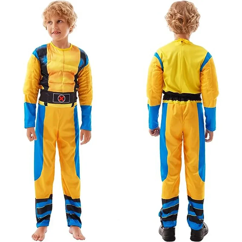 Vielfraß Kind Halloween Kostüm schwarz Panter Kostüm klassische Held Kinder Onesies Vielfraß Muskel Kind Kostüm Overalls