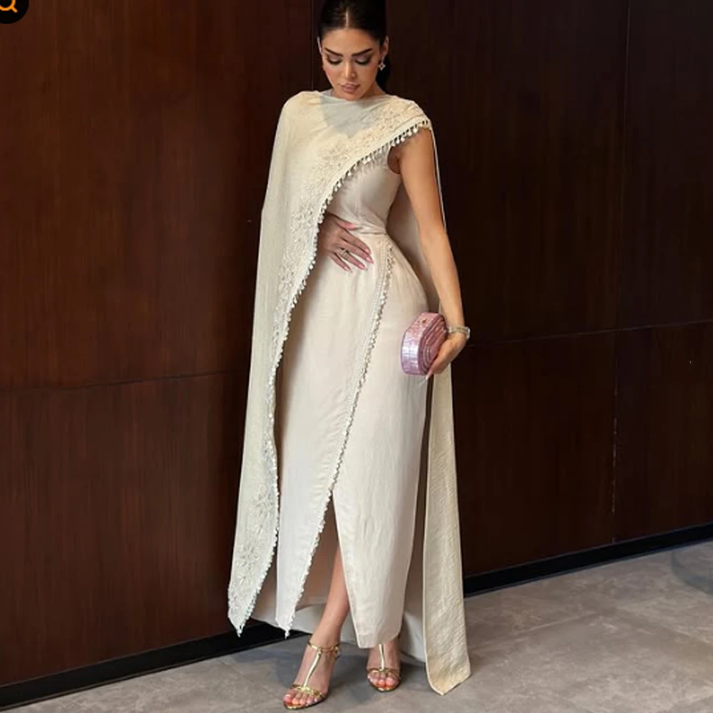 

Customized Retro Exquisite Classic Jersey Applique Tassel StraightOne-shoulder Long Dresses Evening Dresses High quality