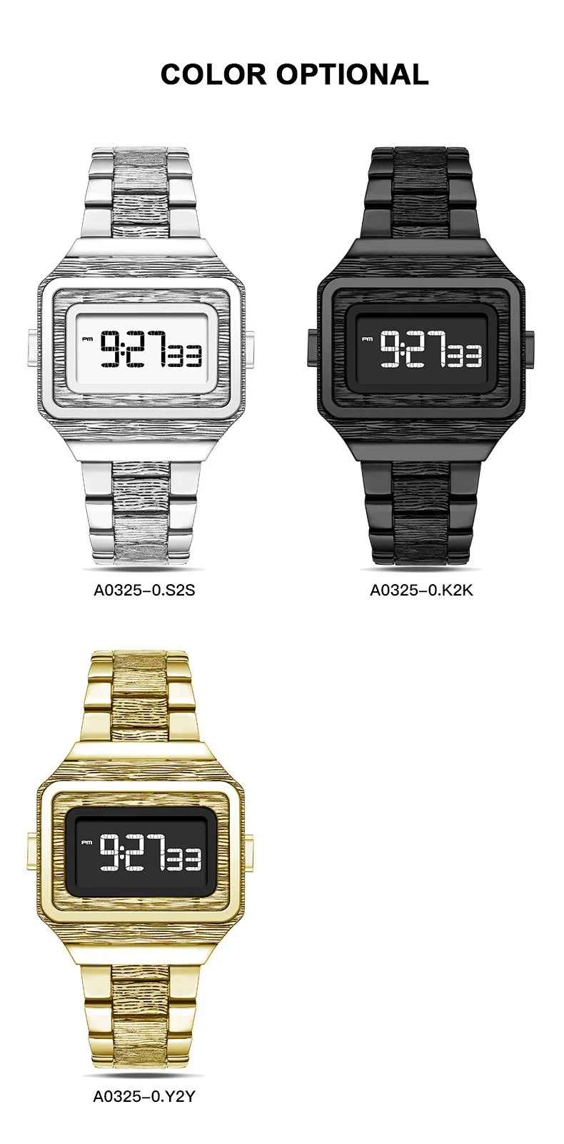 متعددة الوظائف LED ساعة رقمية LED الساعات الرقمية الذهب الشظية الفاخرة ساعة إلكترونية ساعة الأعمال relogios masculino