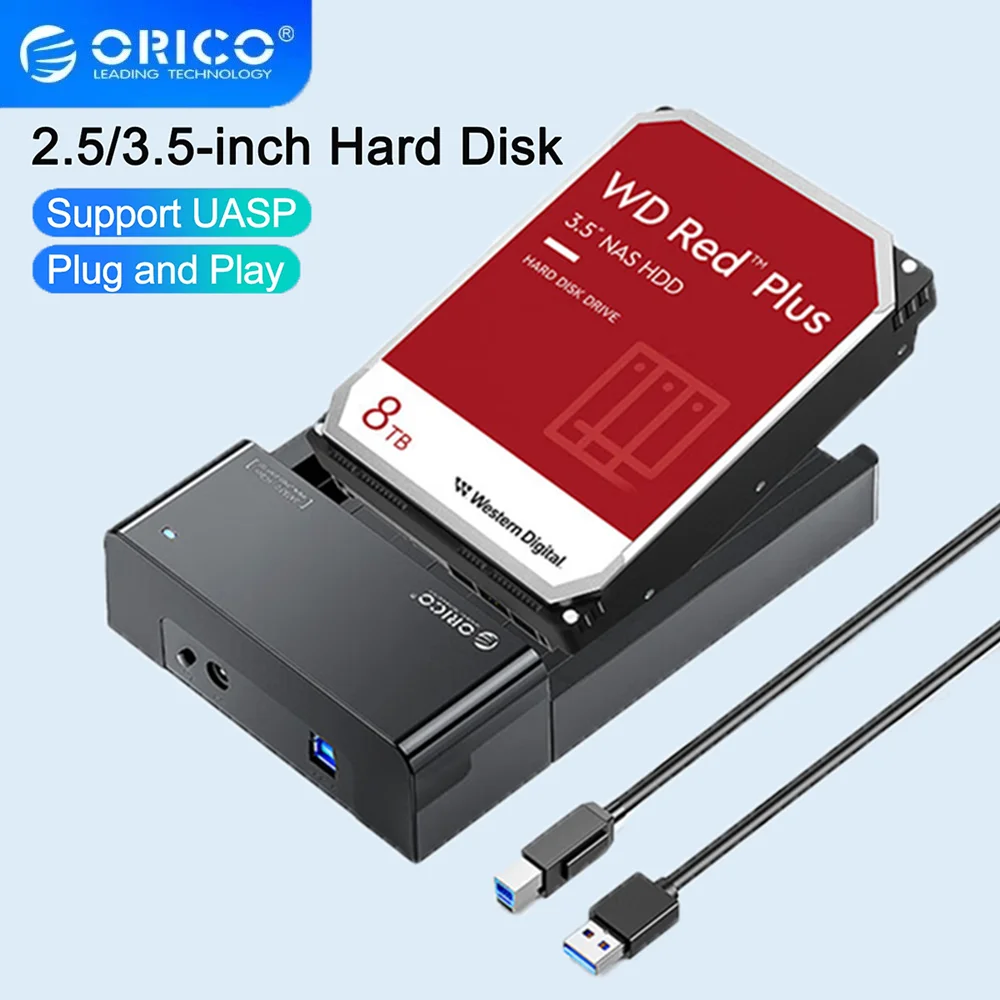 

Чехол для жесткого диска Orico USB 3.0 2,5/3,5 дюйма SATA для ноутбука, настольного компьютера, механический твердотельный накопитель, внешний мобильный ящик для чтения