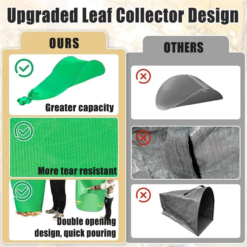 ABGG-Reusable Yard Garden Leaf Collector Bag, Portable Up Leaf Bags, Foldable Leaf Pick Picker Tool For Lawn Trash For Leave