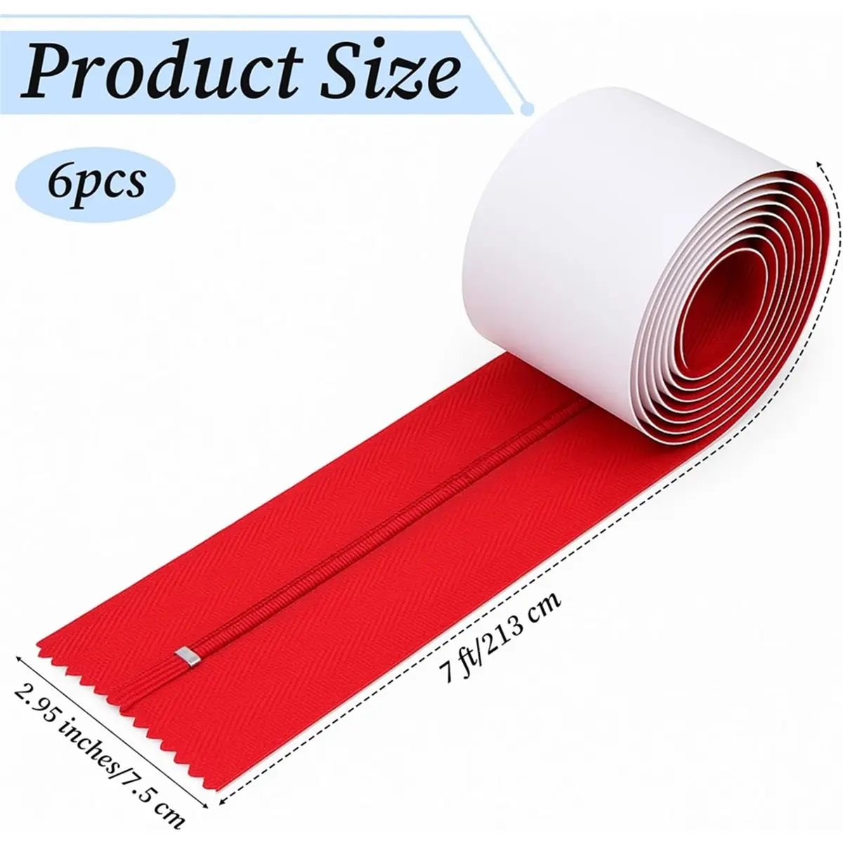 STOCK-6 Pack Dust Protector Zippers 7Ft Long X 3in Wide Heavy-Duty Double Sided Zipper Airtight Seal Self-Instant Door Zipper