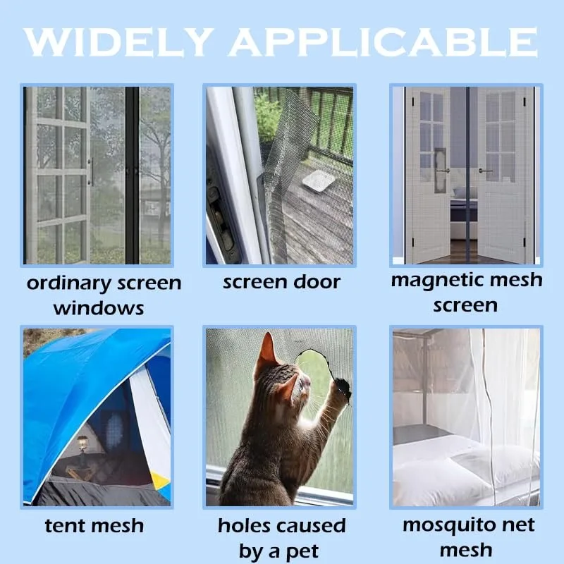 100MM Strong Adhesive Window Screen Repair Tape Fiberglass Mesh Patch for Door Window Tent Mosquito Net Pet Damage Repair