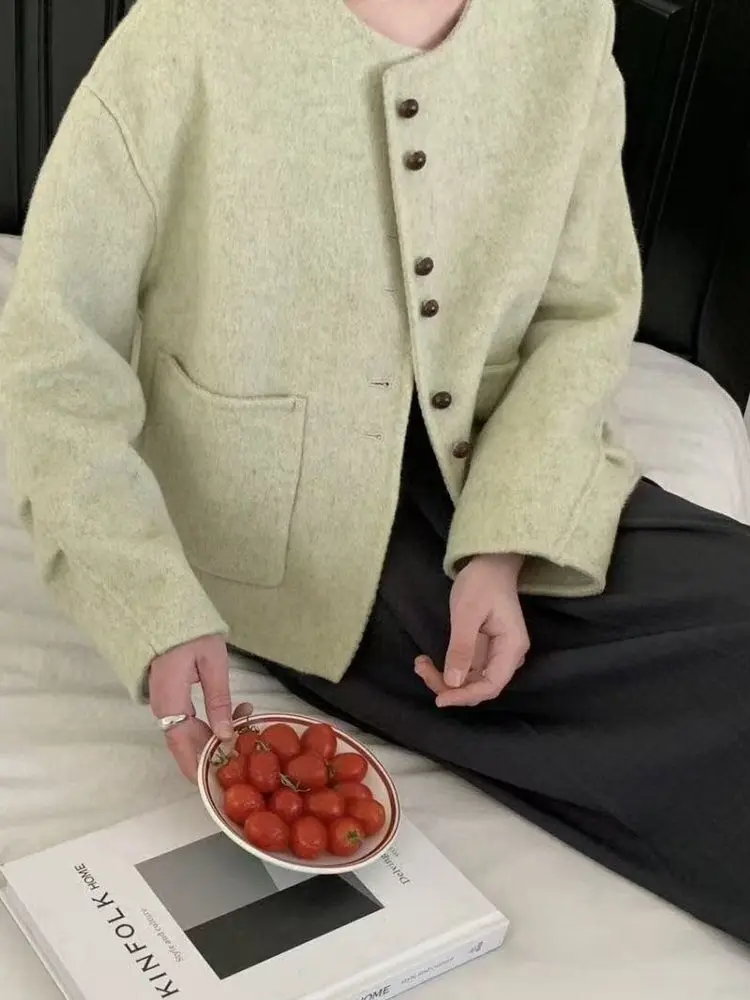 

Шерстяное пальто женское, модное, для повседневной носки, зимнее, новинка, в корейском стиле, повседневное, в стиле минимализма, в стиле французского шик