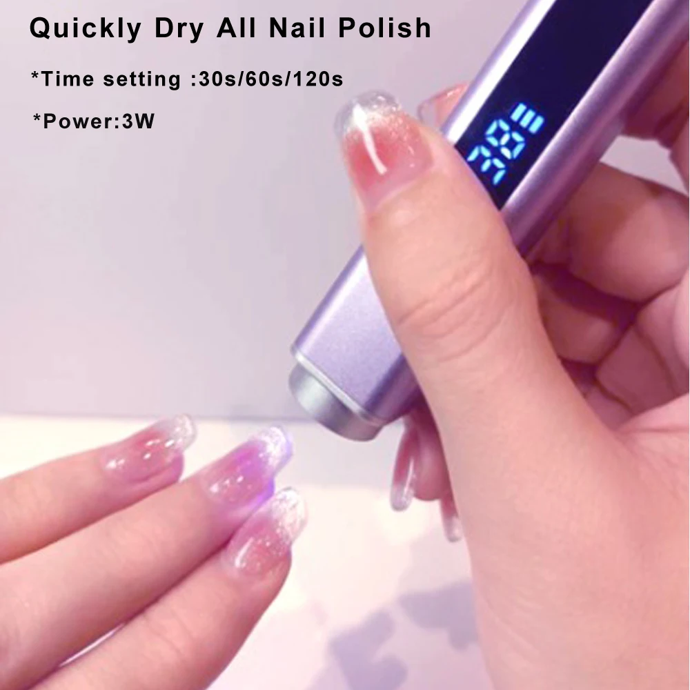 3 in 1 UV LED Nail Lamp Mini Handheld UV Lamp for Manicure Portable Metal Nail Dryer Stand Lamp with Nail Cat Eye Magnet Head