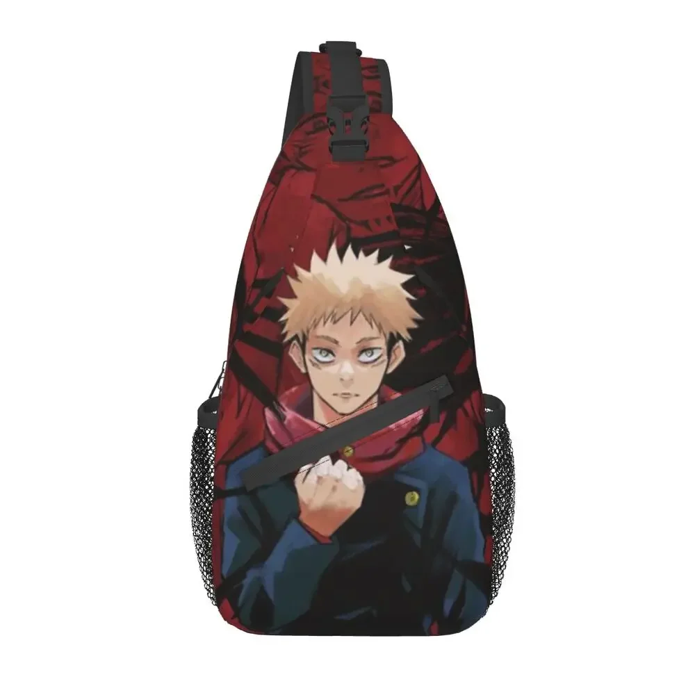 Mochila cruzada de Jujutsu Kaisen para hombre, bolso de pecho de hombro de Manga de Anime, a la moda, Yuji Itadori, para viajar