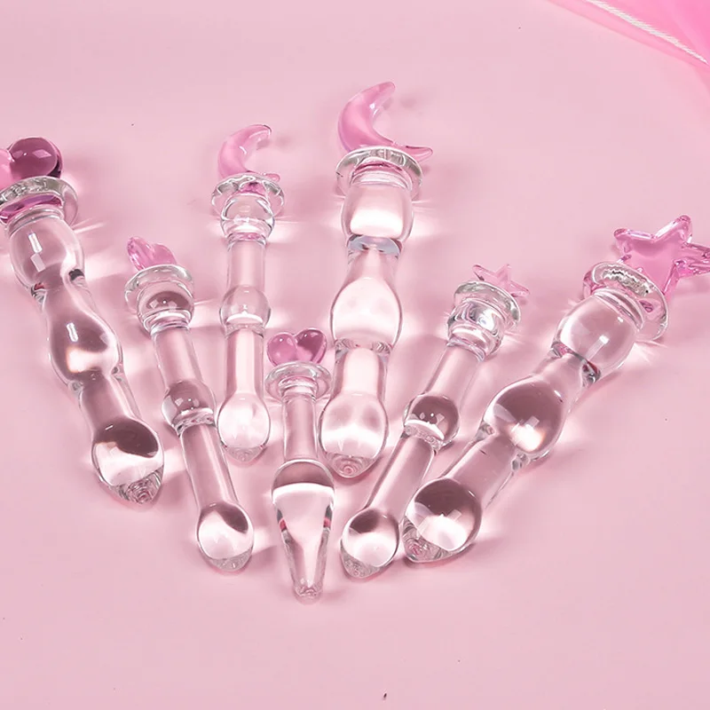 Anal Beads Pink Heart Butt Plug Glass Dildo Vaginal and  Stimulation   Sex Toys for Women