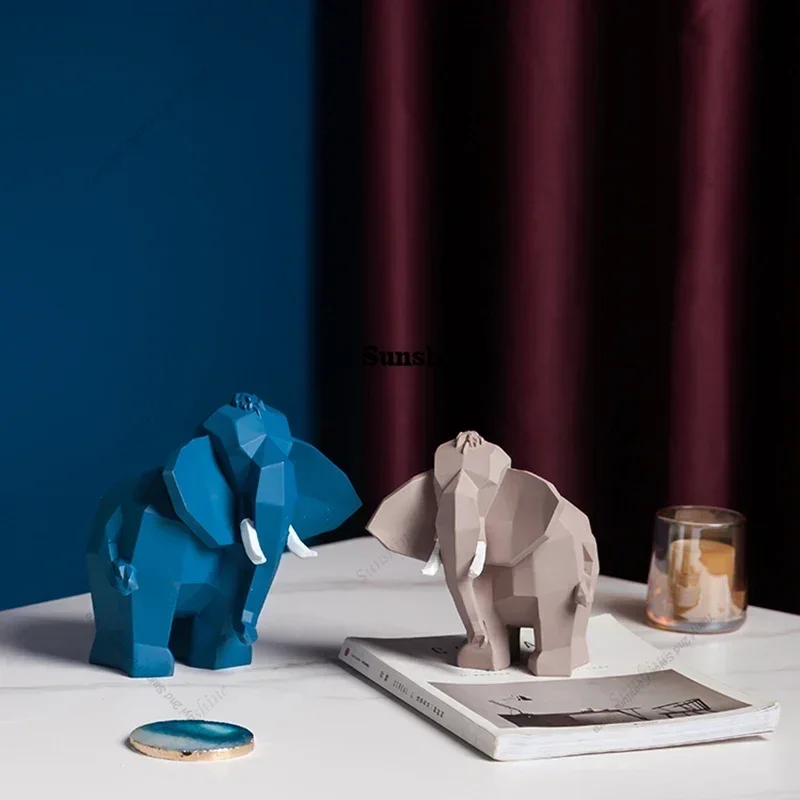 Nordic Luxury Figurines Modern Simple Living Room Elephant Figurines & Miniatures Crafts Bedroom Bookcase Home Decor Statua FYFM