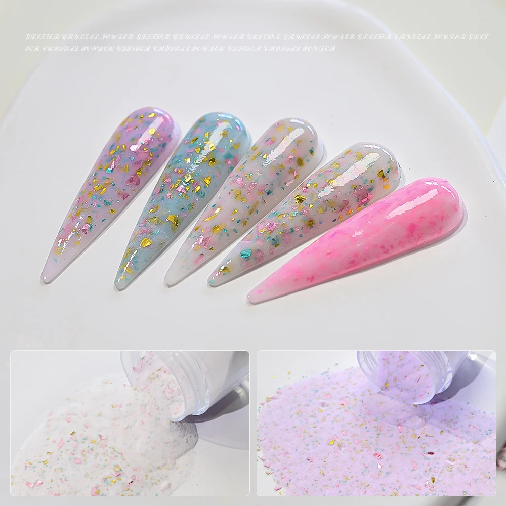 5/6/7PC Sparkle Acrylic Dip Powder Chunky Glitter Nail Powder for Extensions, French Tips Designs Long Lasting Nail Acrylic Dust