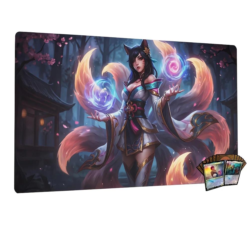 [Nine-Tailed Fox Playmat] Magic Anime Nine-Tailed Fox Playmat Compatible for TCG/CCG - Large Non-Slip Rubber