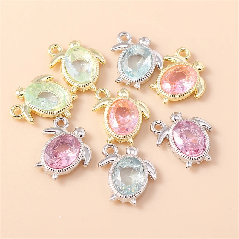 

5pcs 12x13mm Cartoon Crystal Animal Turtle Charms Pendants for Jewelry Making Drop Earrings Necklaces Bracelets DIY Crafts Gifts