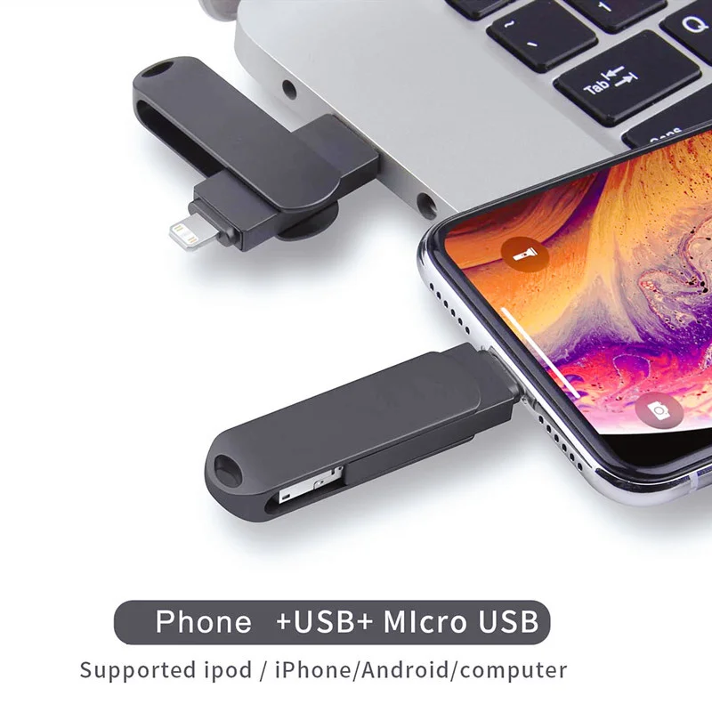 3 in 1 U Disk USB MircoUSB USB 3.0 USB Flash Drive Metal Pendrive Pen Drive U Disk For iphone Android