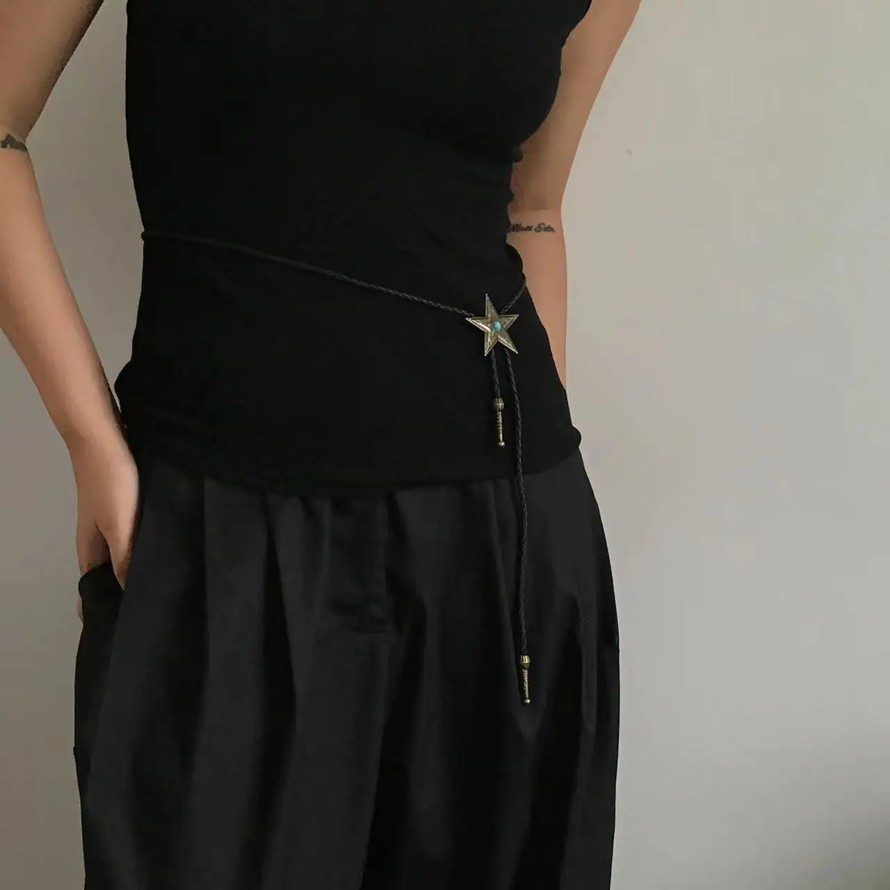 Y2k ستار حزام للنساء Harajuku قلادة 2000s حزام فتاة الجمالية قلادة الفيروز قلادة خمر اكسسوارات