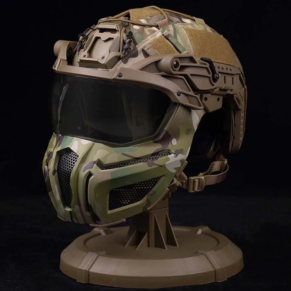 Kask taktyczny Gogle Zestawy słuchawkowe Wysokiej jakości ochrona Sprzęt Airsoft Maska Polowanie Wielofunkcyjny kask
