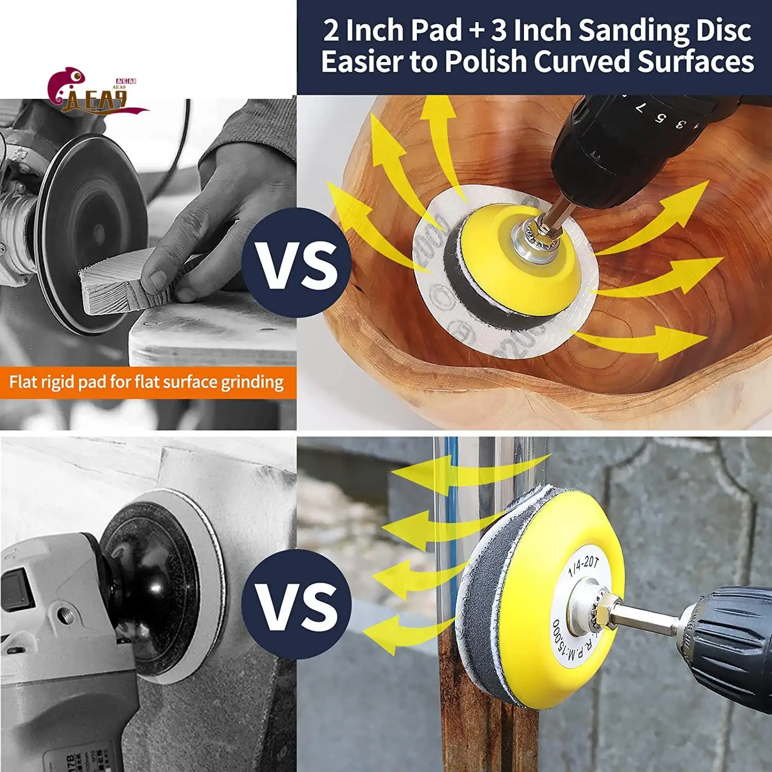AEA9-120Pcs 3Inch Sanding Discs With 2 & 3Inch Backer Pads And Sanding Sponge Sander For Drill Grinder Rotary Tools