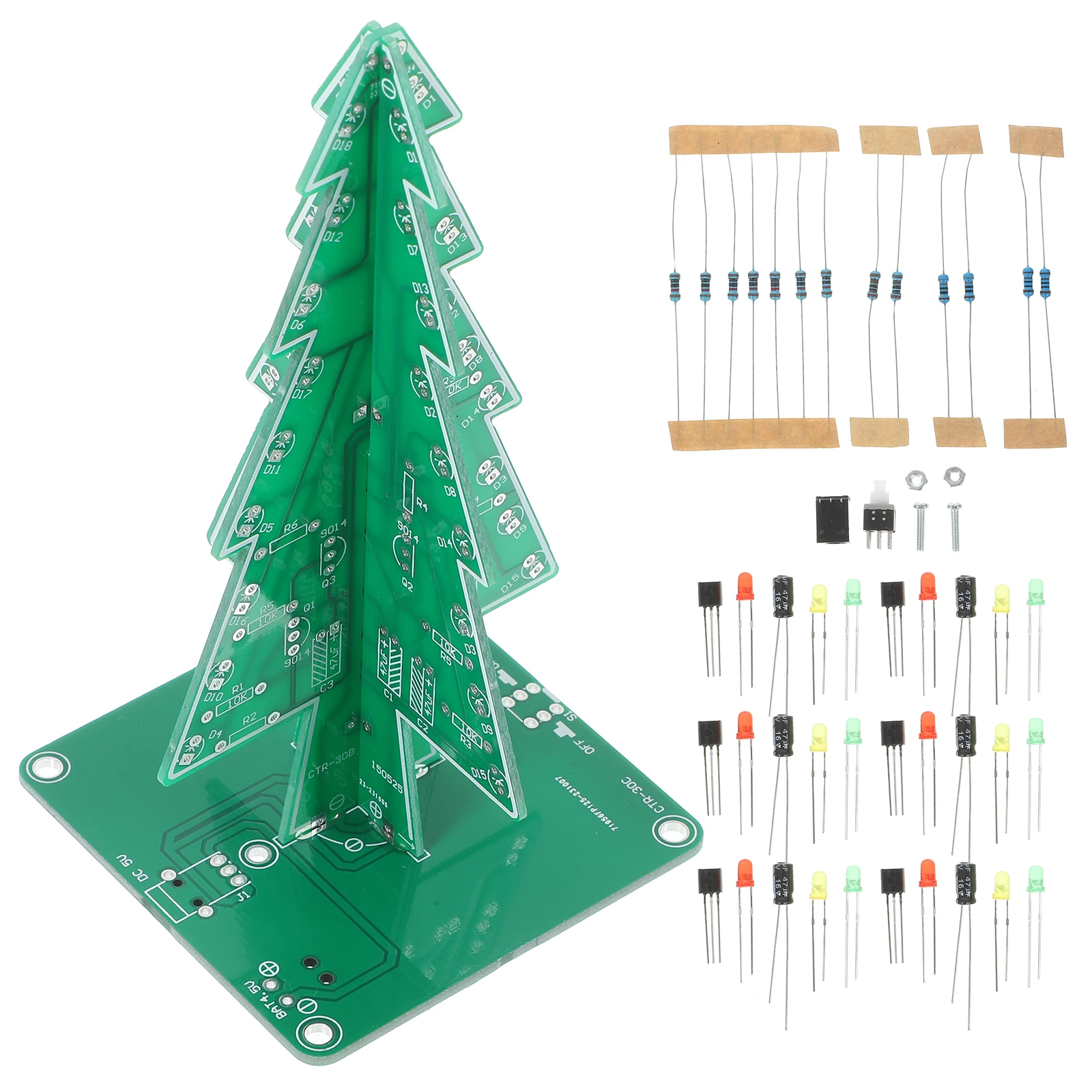 

3D Flashing Led Christmas Tree Kit Diy Electronic Parts Blinking Light Decoration Stem Hobby Flashing Christmas Tree Kit