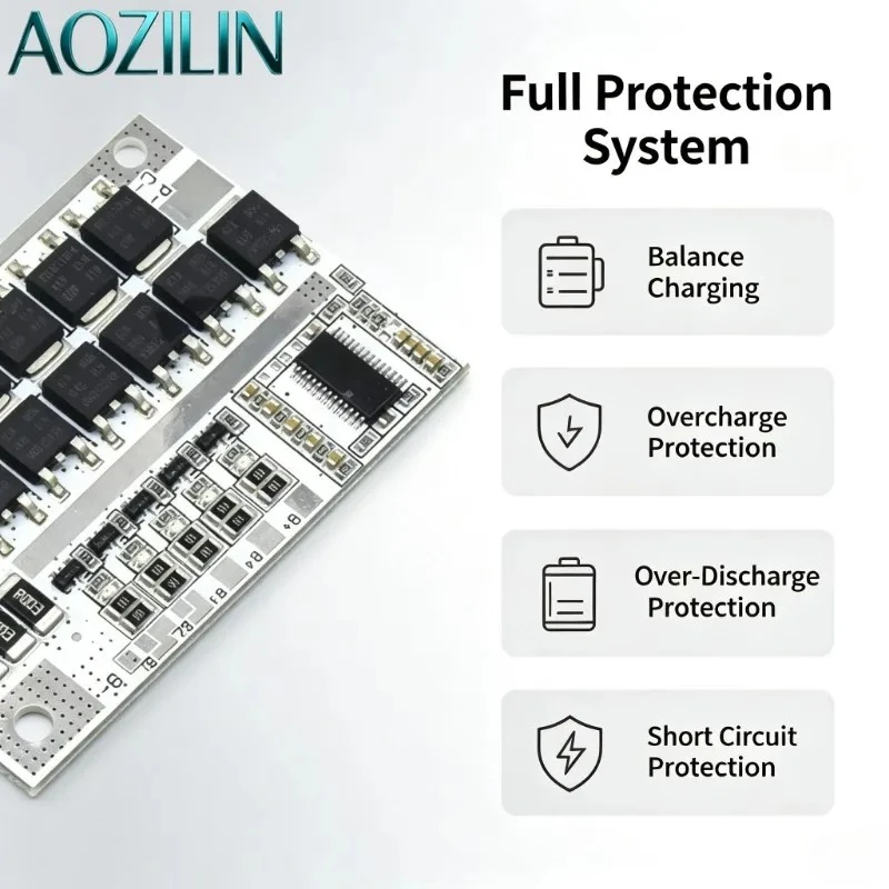 AOZILIN Brand New 100A 3S/4S/5S BMS Board,12V/16.8V/21V, Balance Charging Board for LMO Lithium Battery Overcharge Protection