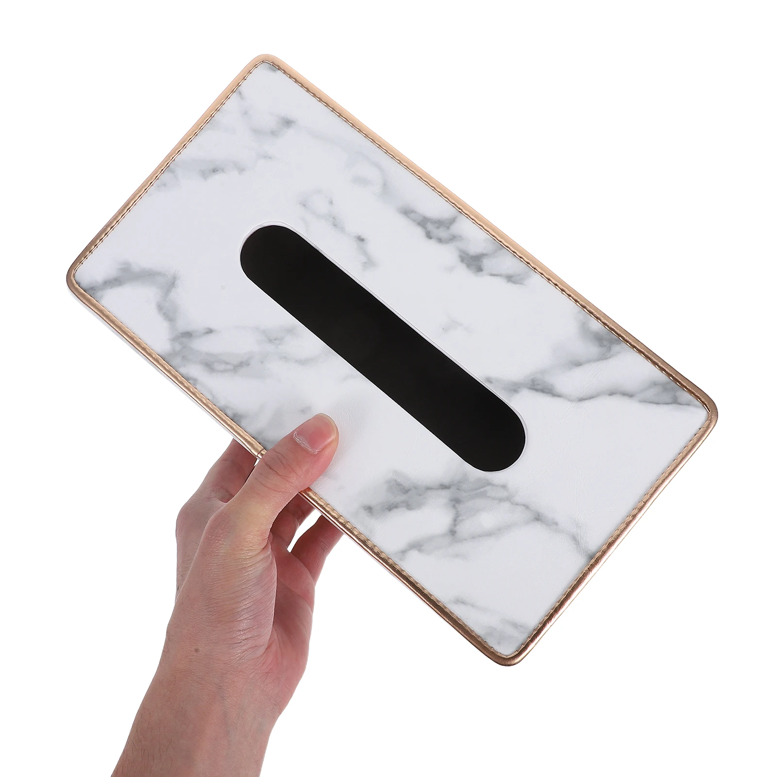 

Luxury Marble Print Tissue Box PU Wood Desktop Organizer Napkin Holder for Home Office Car Decorative Storage Dispenser