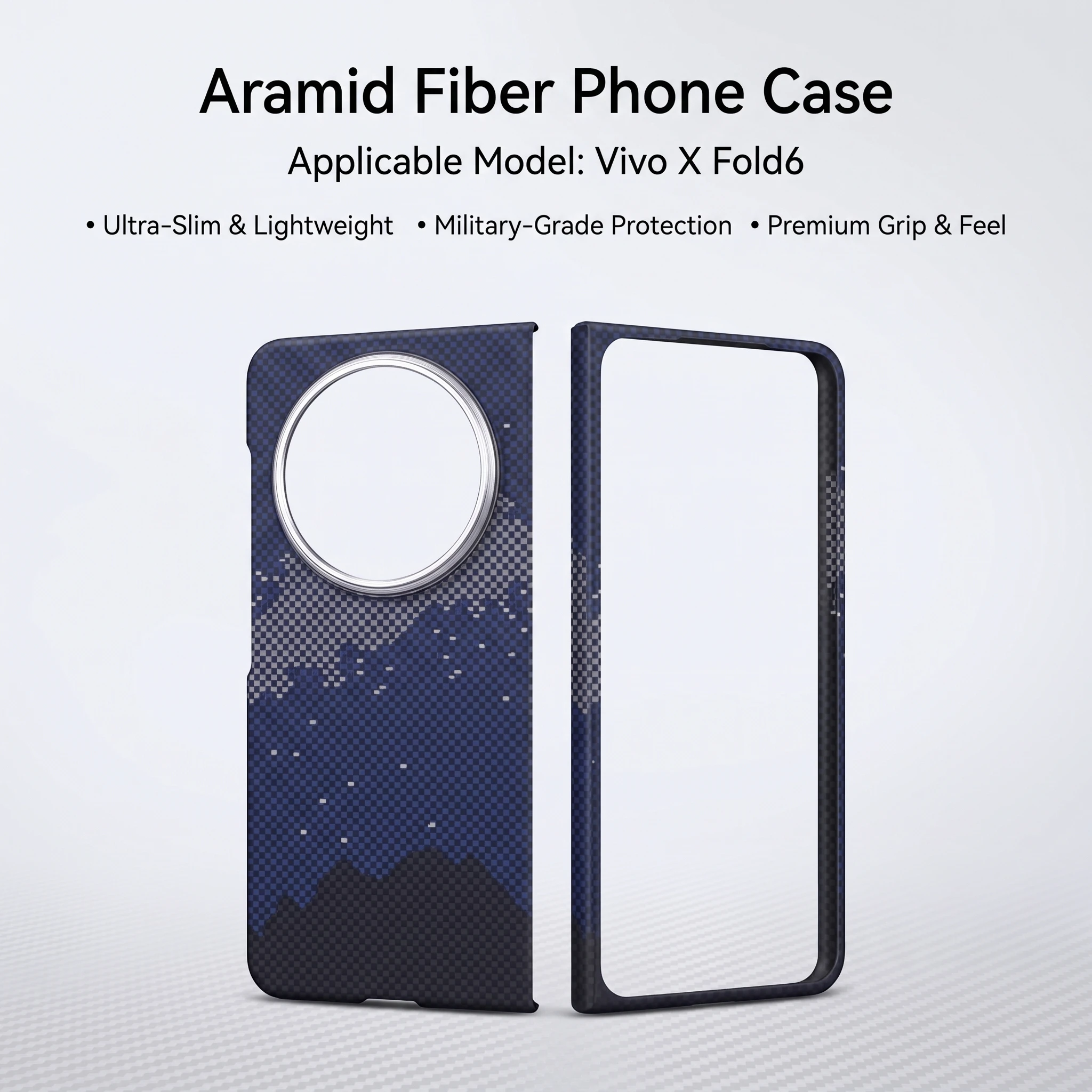 Genuine Aramid Fiber Phone Case for Vivo X Fold6 Ultra Thin Carbon Fiber Texture Magnetic Shockproof Protective Cover