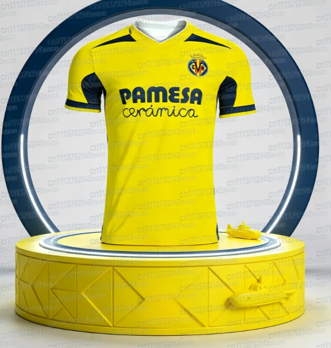 Herren Y2K Oversized Kurzarm-Fußballtrikot Villarreal Heimtrikot Schnelltrocknendes Sportoberteil Fan-Sportbekleidung für Familien-Matching – Detail 4
