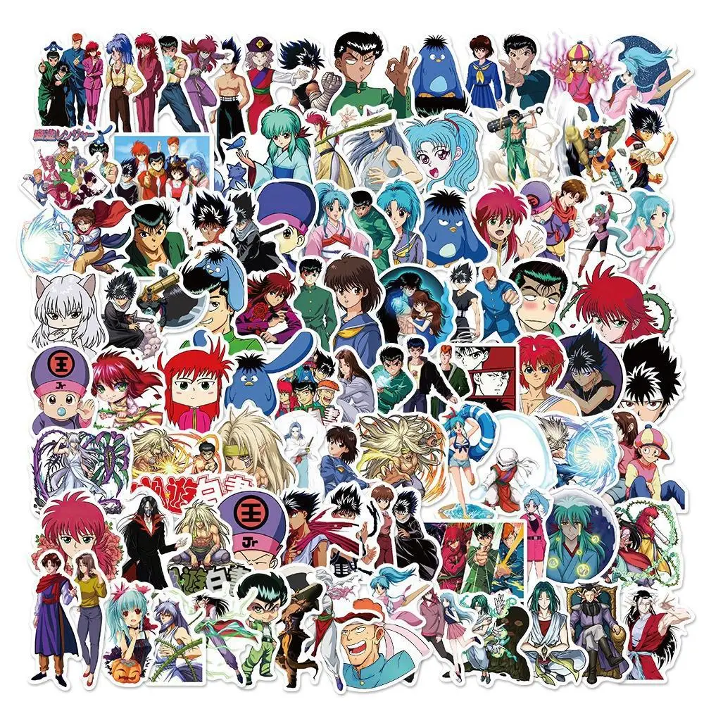 100pcs YuYu Hakusho Sticker Cartoon Mobile Phone Suitcase Water Bottle Waterproof Stickers Decoration