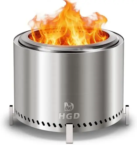20 Inch Smokel Patio Fire Pit, Outdoor Wood Burning Stove, Stainl Steel Firt for Backyard, Patio, Garden, Picnic