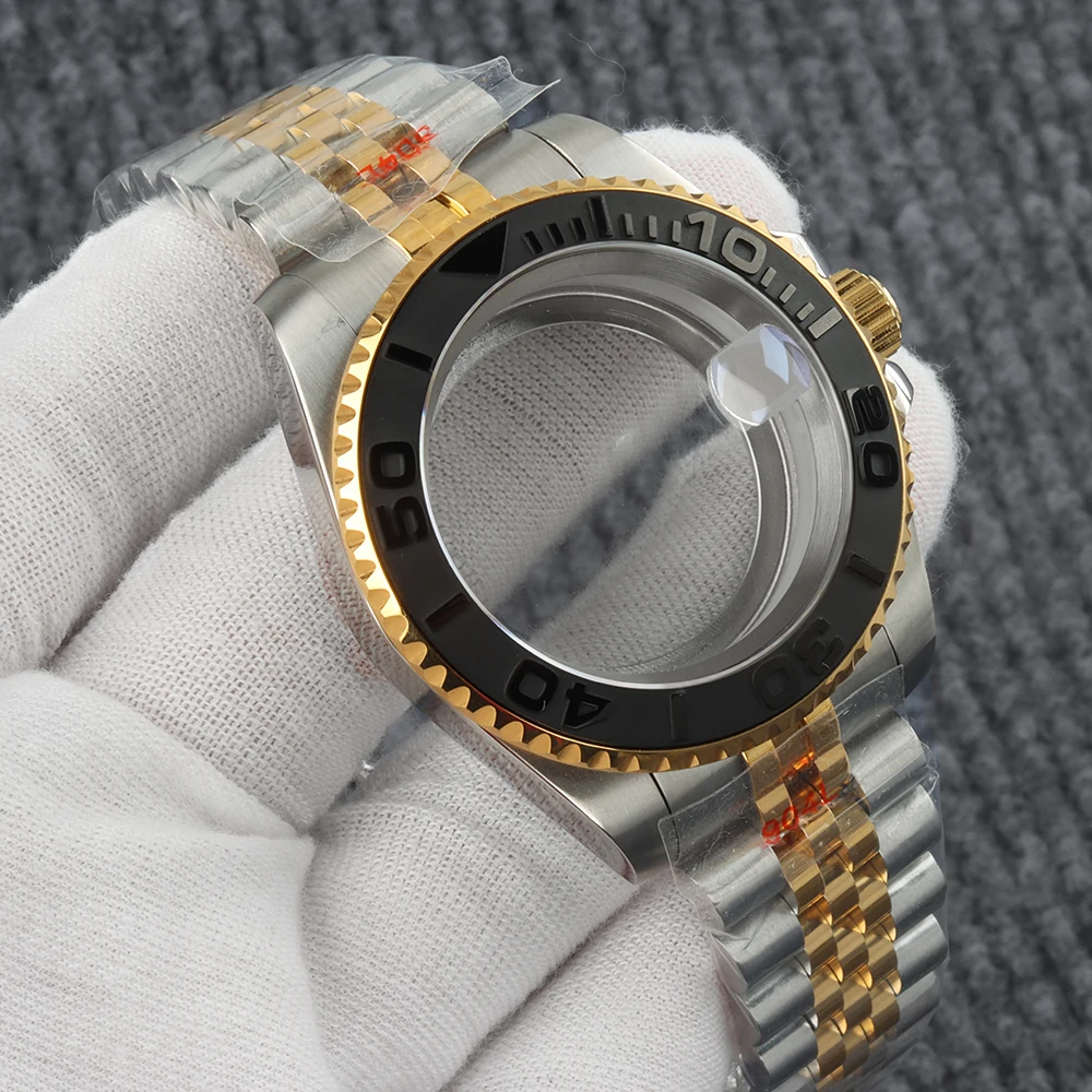Gold Silver  NH35 40MM Watch Case 316L Stainless Steel Jubilee Strap Bracelet Fit GMT Yacht-Master NH34 NH35 NH36 NH38 Movement