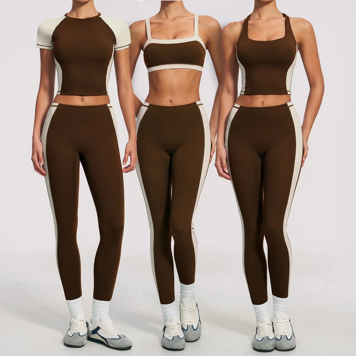 Yoga Suit 2PCS Women Tracksuits Sports Outfits Gym Clothes Sports Bra Suits Female Short-sleeved Workout Yoga Set Athletic Wear