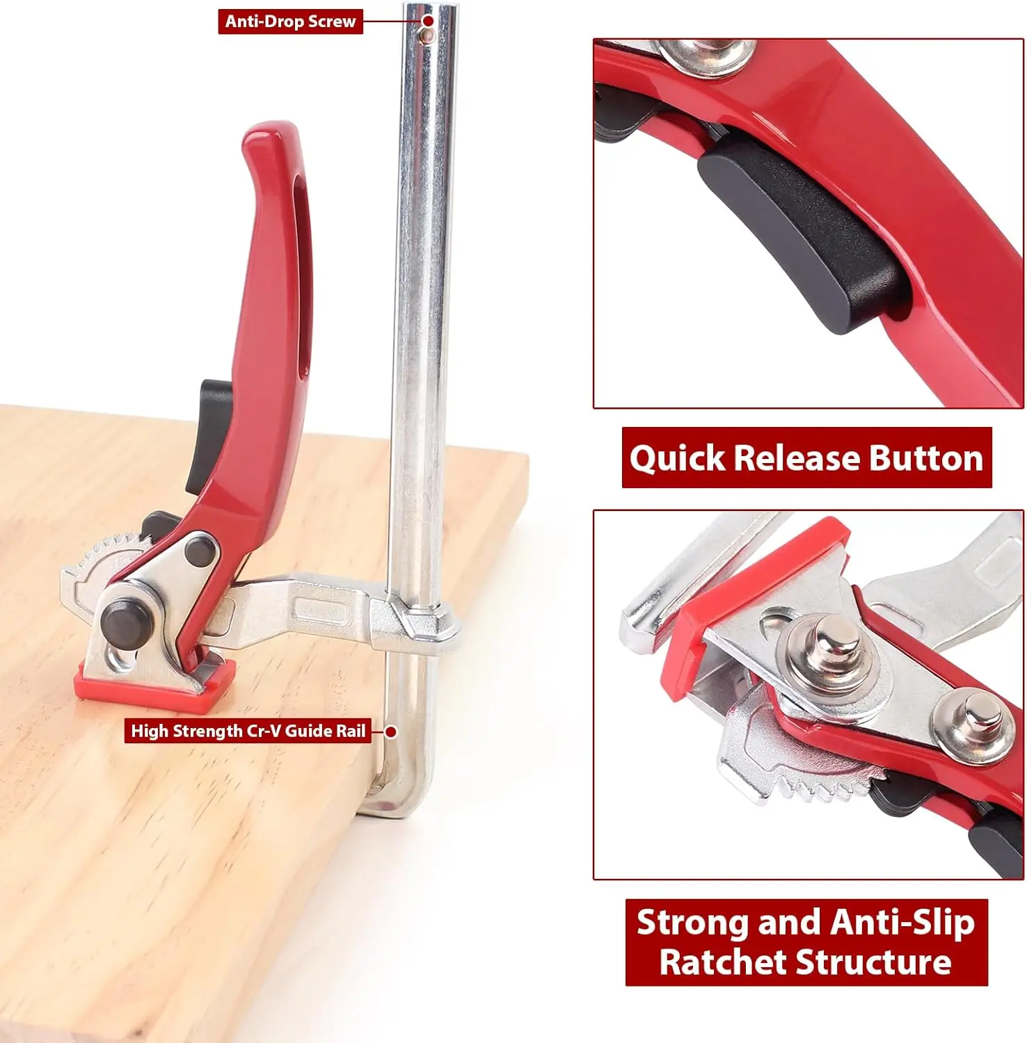 Heavy Duty Ratchet F Clamp Quick Release Track Woodworking Bench Hold Down Fixed Clip Carpenter Workpiece Holding Tool view 3