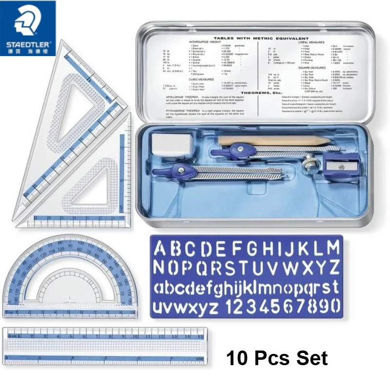 STAEDTLER 10-Piece Math Set with Metal Compass, 6