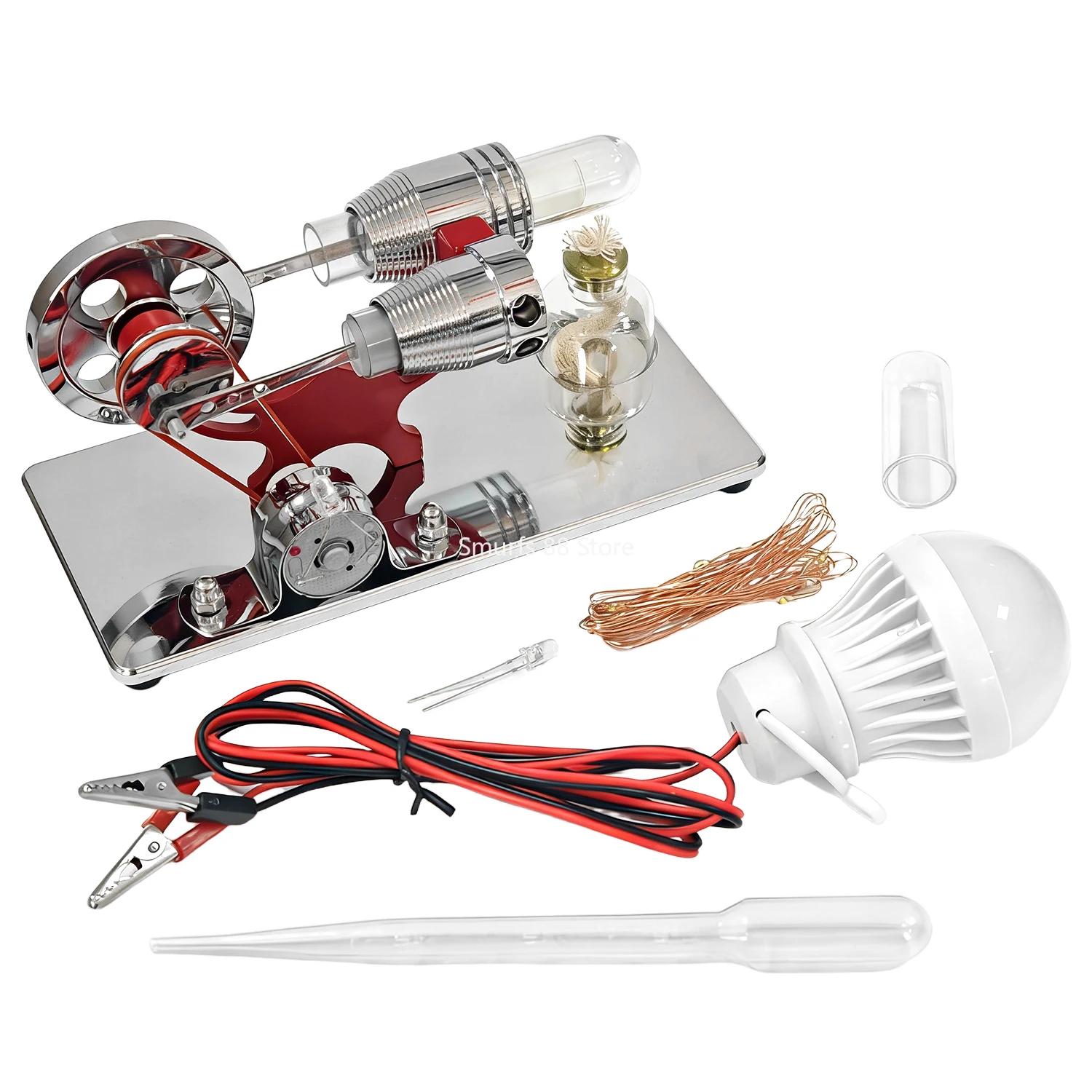 

Metal Stirling Engine Model Mini Steam Engine Generator with Light Bulb Model Science Physics Experiment Engine Model Toy