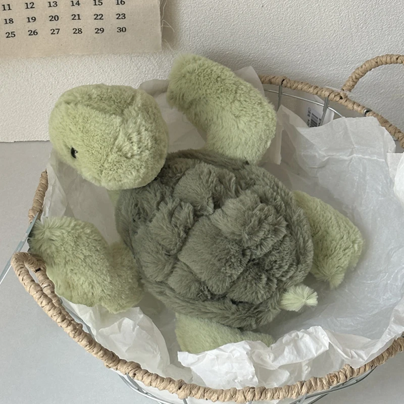 New Green Realistic Tortoise Plush Toy Cartoon Sea Turtle Marine Animal Soft Stuffed Doll Car Decor Kid Gift