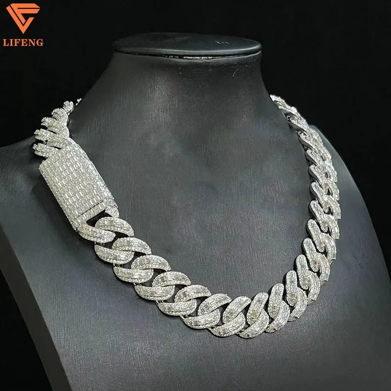 20MM Pass The Diamond Tester 925 Sterling Silver Diamond Gold Custom Men Jewelry Necklaces Moissanite Cuban Link Chain