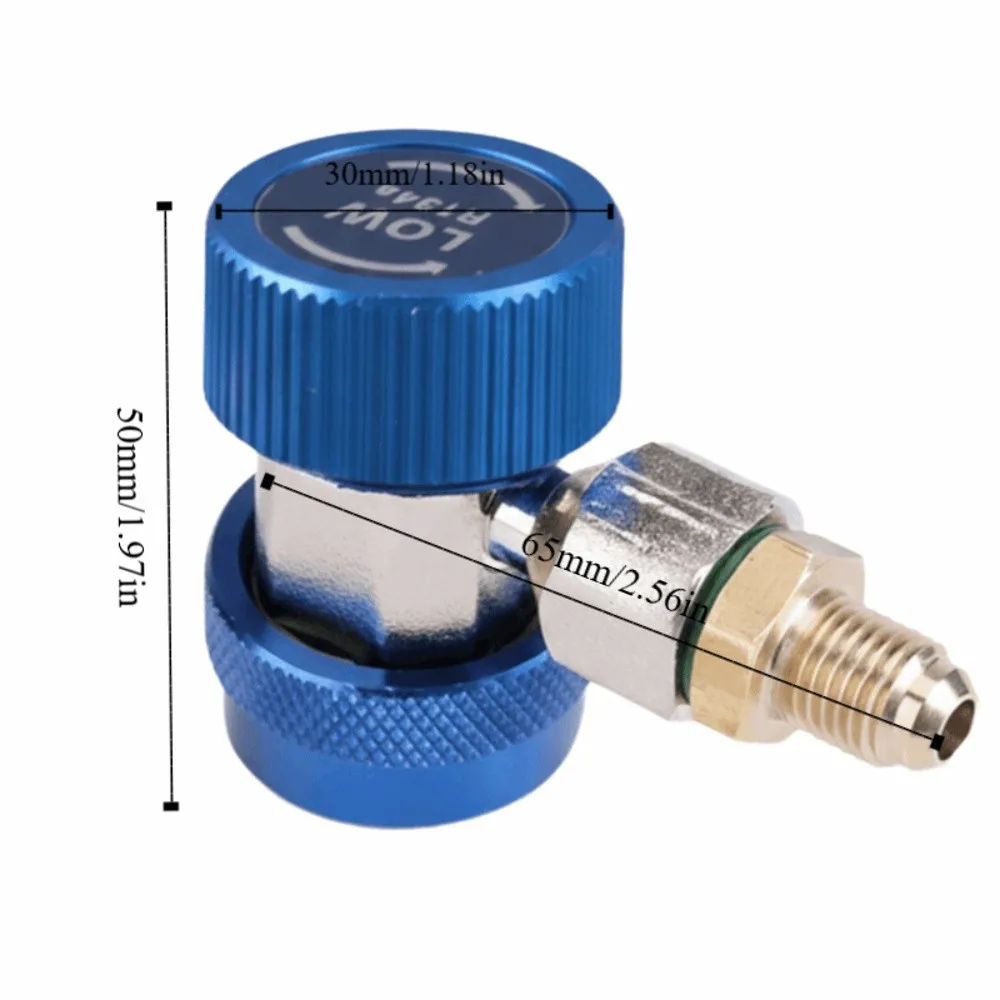 R134 a/C Air Conditioning Coupler Adapter 1/4 Inch Fitting Metal Low and High AC Coupler with Extractor Valve Core