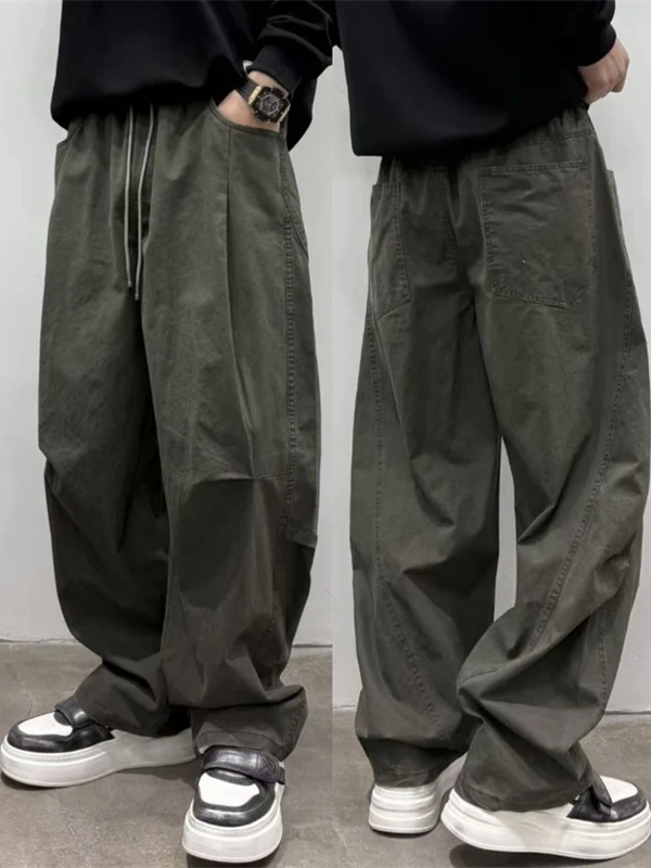 

Мужские повседневные брюки прямого кроя в стиле ретро, хлопковая смесь, свободные, универсальные, для работы, в стиле хип-хоп, с эффектом стройности...