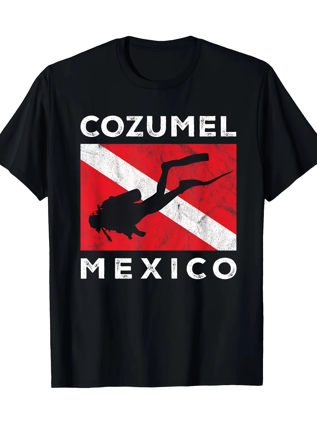 Men'S Short-Sleeve T-Shirt with a Round Neck for Summer, Featuring a Diver Graphic Print, Comfortable And Versatile for Casual W