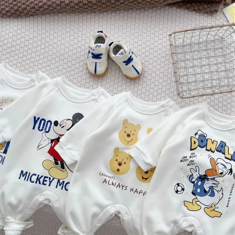 Baby Romper Autumn Winter for Baby Girl Boy Cartoon Mickey Minnie Cute Outdoor Clothes Warm Jumpsuit Infant Clothes K1337-3