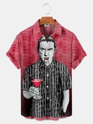 Camisa de filme de terror masculina, havaiana, vintage, impressa em 3D, casual, streetwear de personagens, retrô, roupa grande, verão, grande, venda, 2024