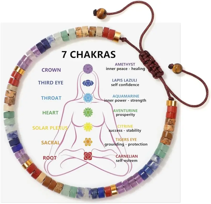 Chakra Bracelets for Women Crystals Healing Stones Healing Bracelet Spiritual Anxiety 7 Chakras Healing Meditation Relax Anxiety