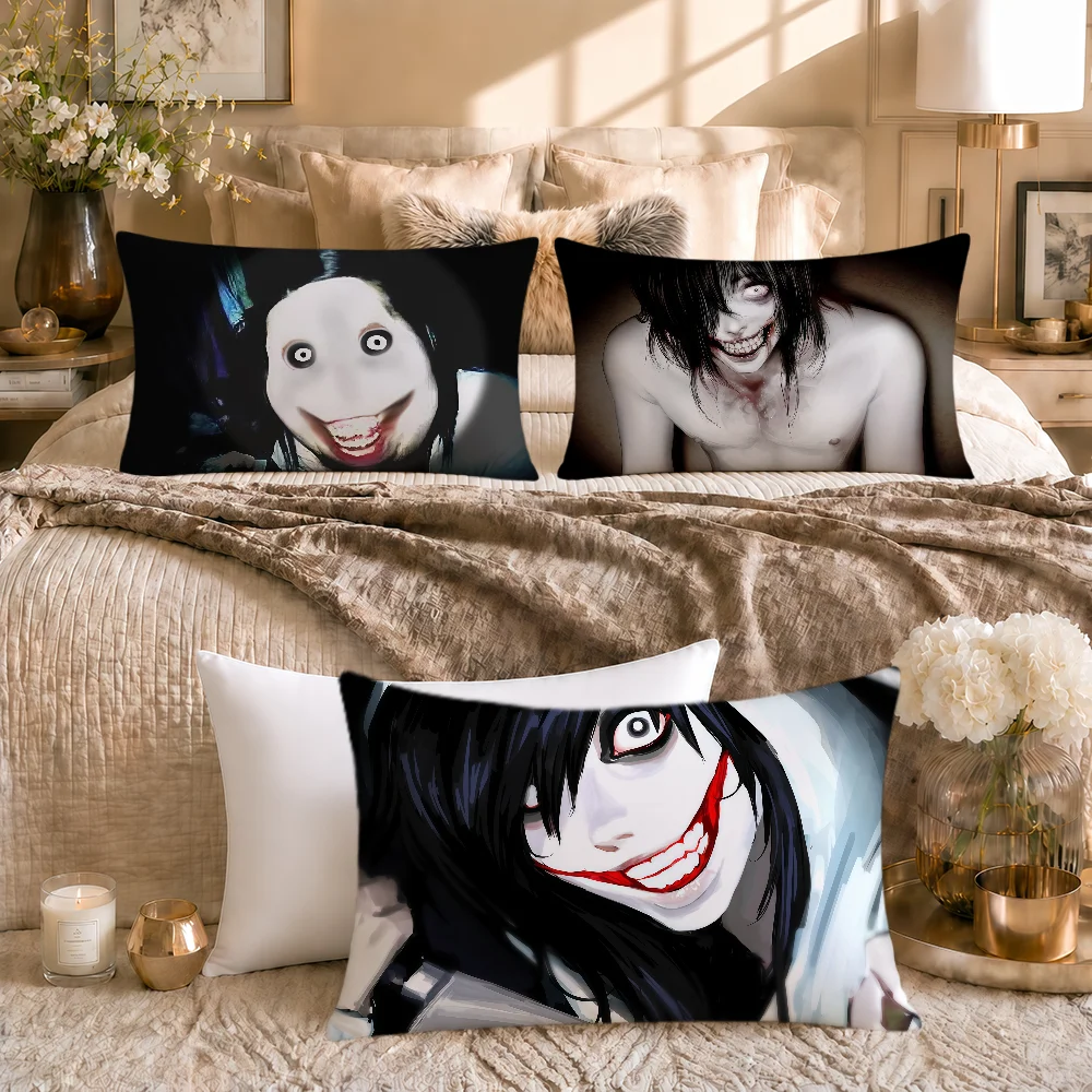 Cartoon Jeff The Killer Cushion Cover Soft Rectangle Pillowcover Home Sofa Living Room Decor Dorm Bedside Hogar Pillowcase Gift