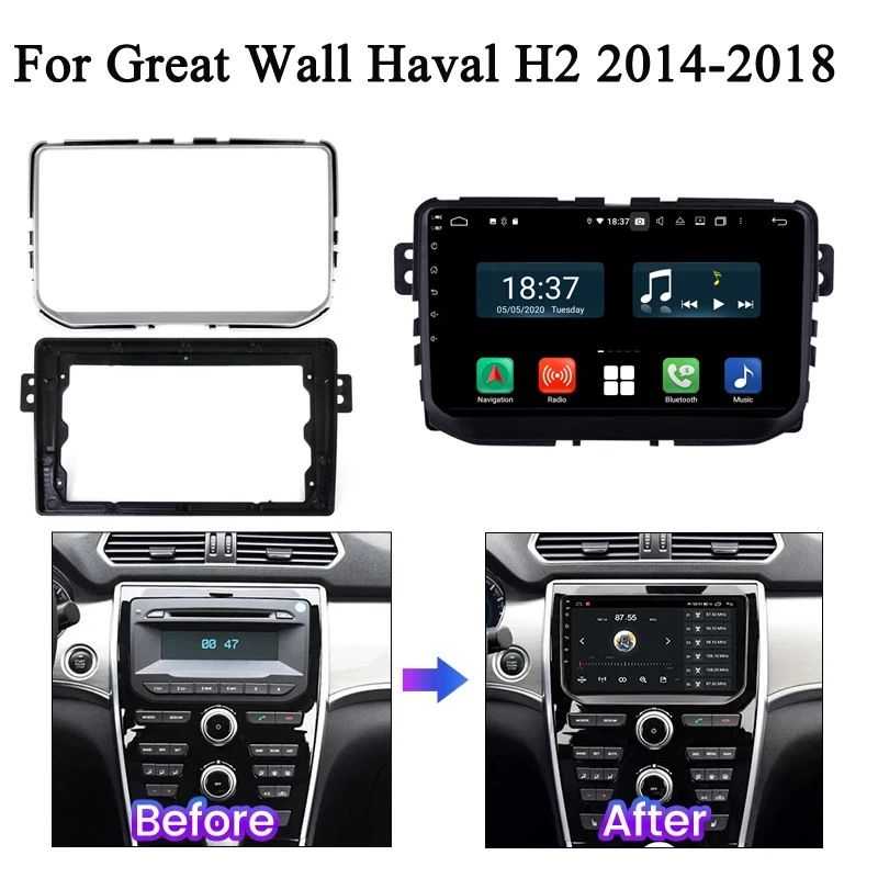 

2din Car Frame Fascia Adapter For Great Wall Haval H2 H2s 2014-2018 big screen Android Radio Audio Dash Fitting Panel Kit