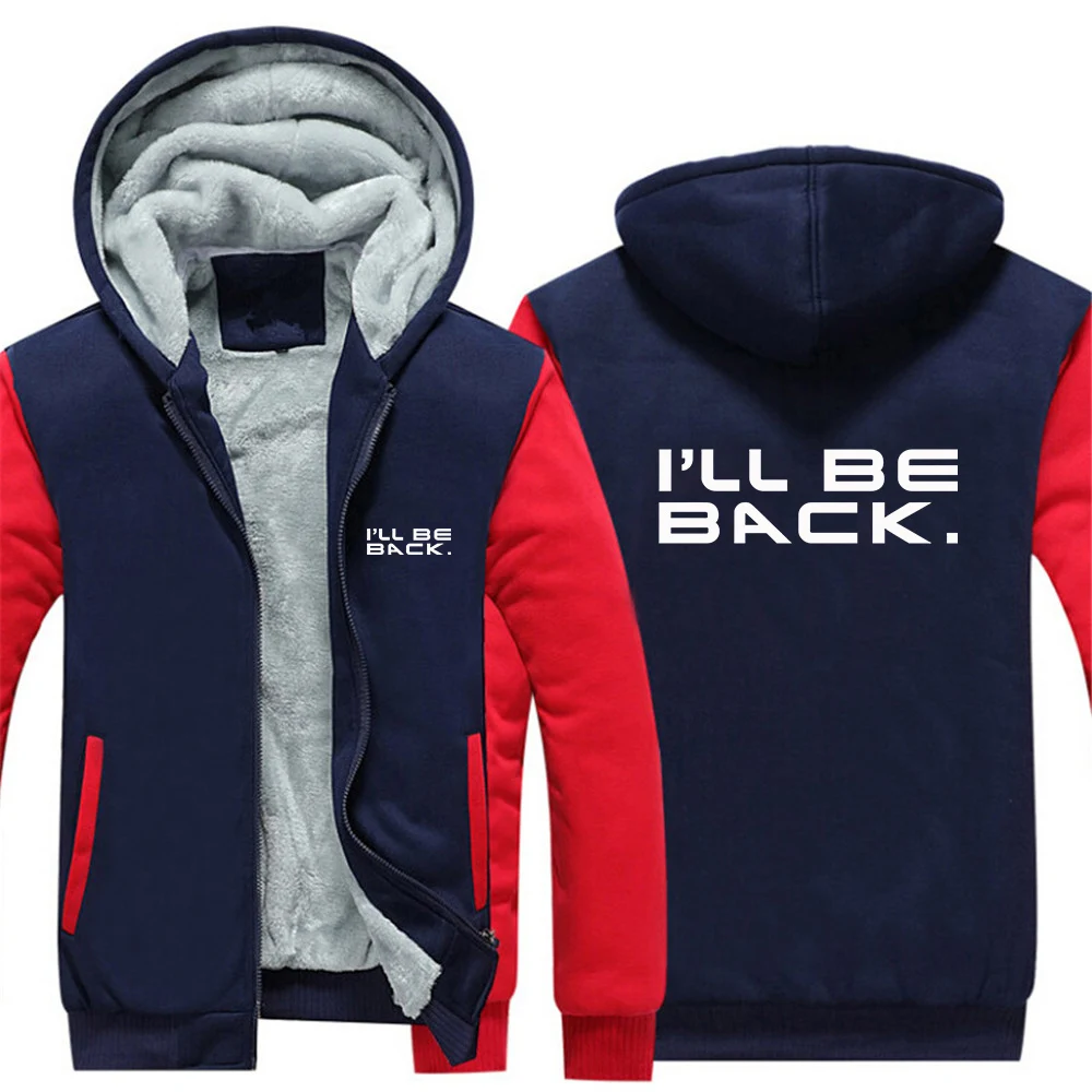 Autumn And Winter cold protection cotton-padded jacket I ll Be Back Letter LOGO Print 2026 Men's Patchwork Coat Hoodies