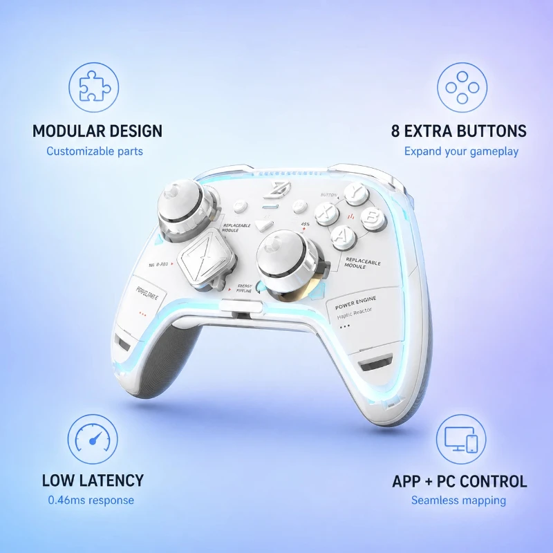 Controller For Pc Zhidong U 8k Modular Wireless Bluetooth Gamepad Co-Op Play Gaming Handle For Steam Switch Android Pc Gaming