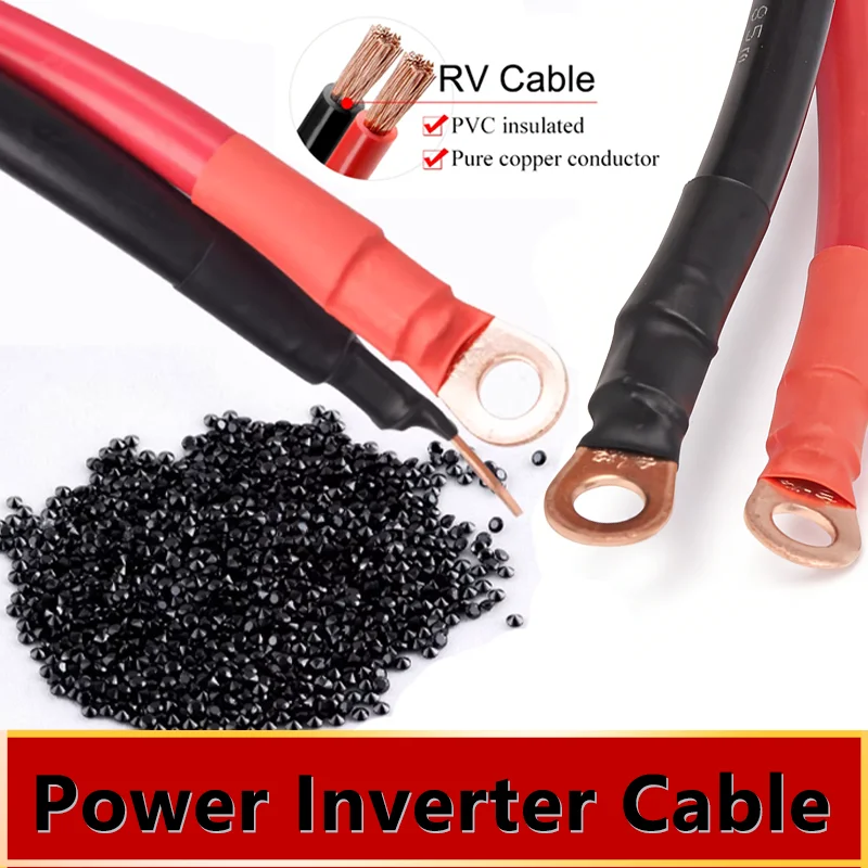 Battery Inverter Cable Set AWG 8 6 4 With M8 Lug Length 20~100cm RV Coppe PVC Insulated For Solar System UPS Car Connection Wire
